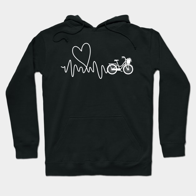 Womens Heartbeat Biking and Cycling Gift Hoodie by CaptainHobbyist